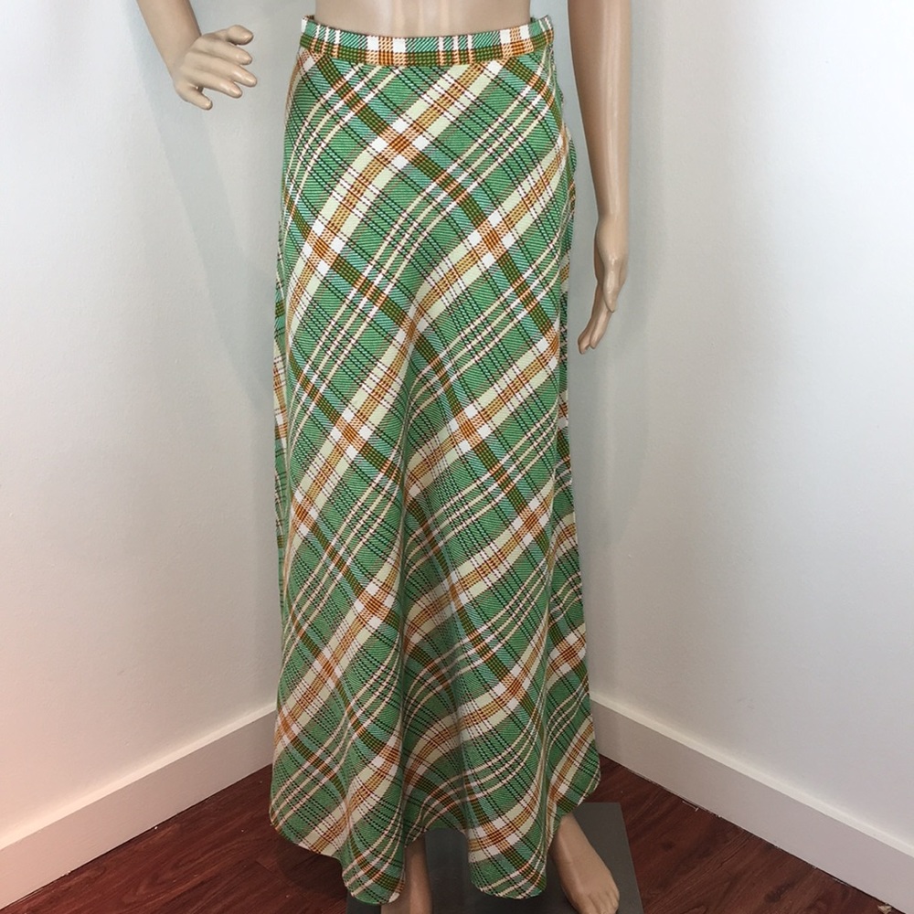 Vintage Green LongTartan Skirt